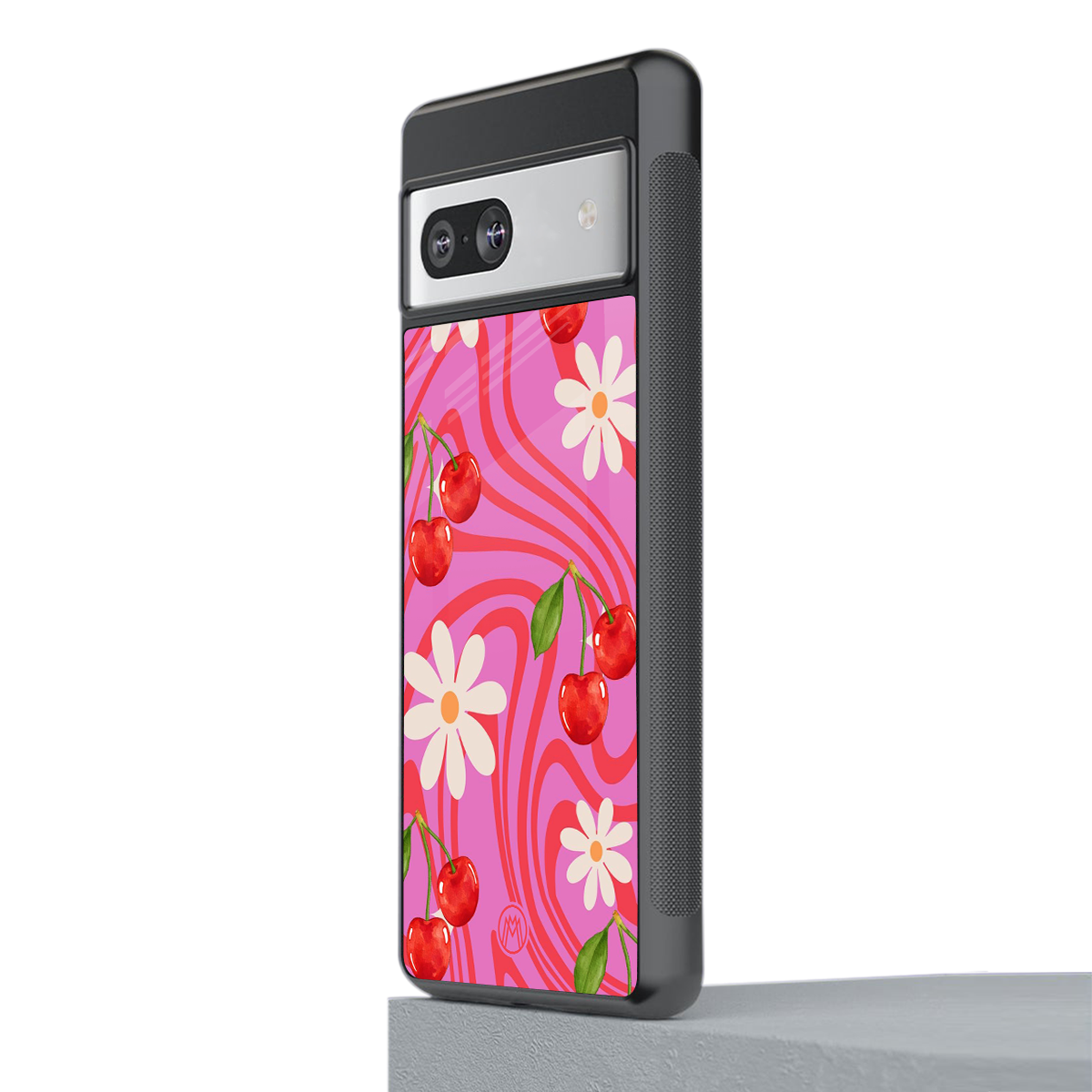 cherry swirl back phone cover | glass case for Google Pixel 7A