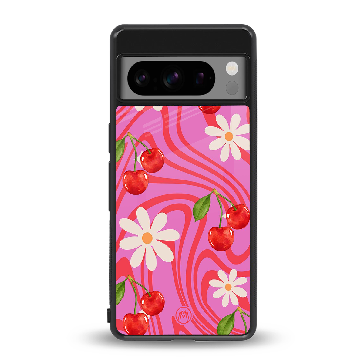 cherry swirl back phone cover | glass case for google pixel 8 pro