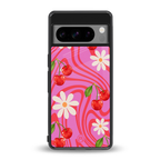 cherry swirl back phone cover | glass case for google pixel 8 pro