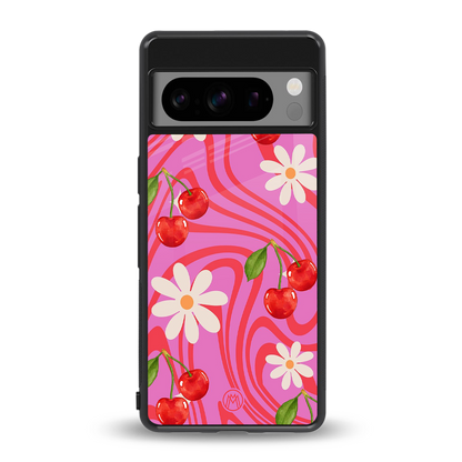 cherry swirl back phone cover | glass case for google pixel 8 pro