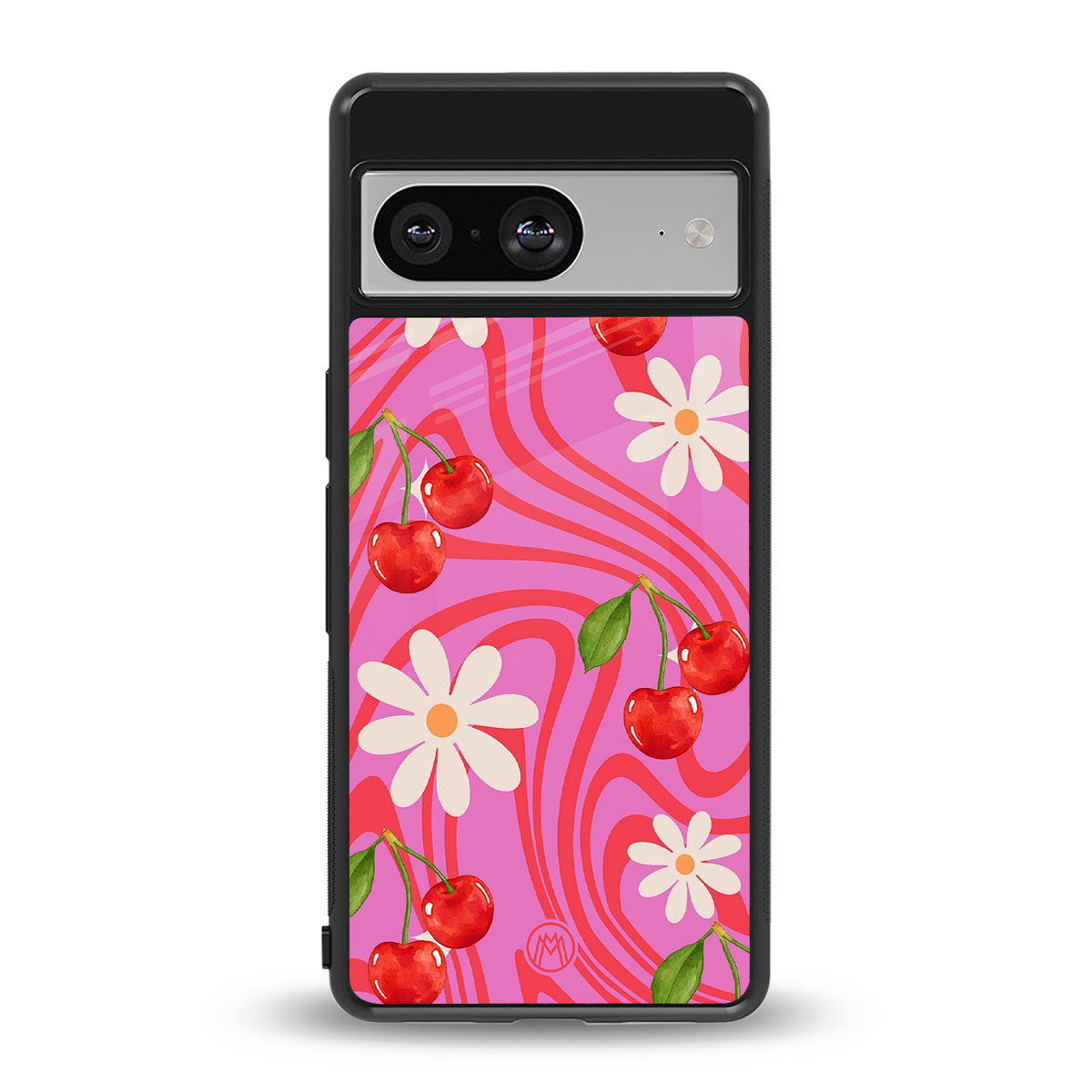 cherry swirl back phone cover | glass case for Google Pixel 8