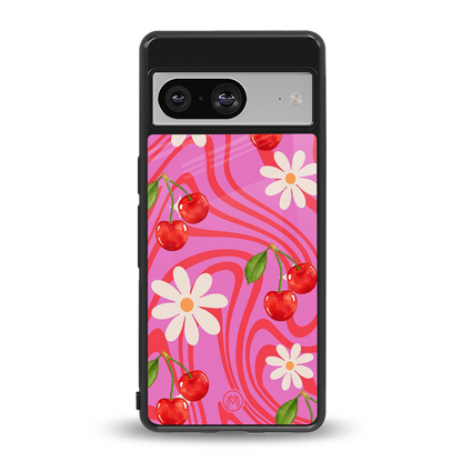 cherry swirl back phone cover | glass case for Google Pixel 8