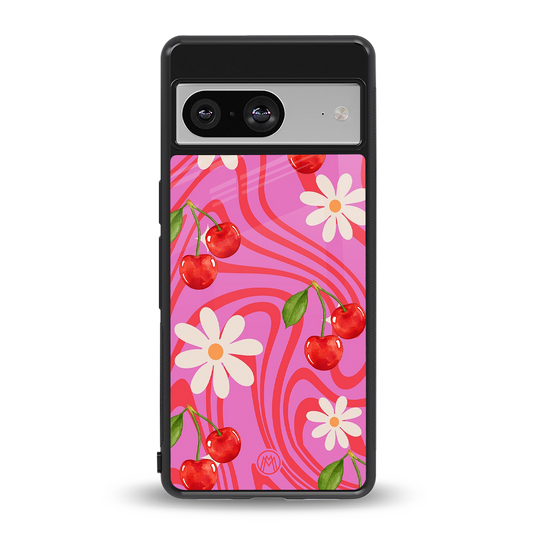 cherry swirl back phone cover | glass case for Google Pixel 8