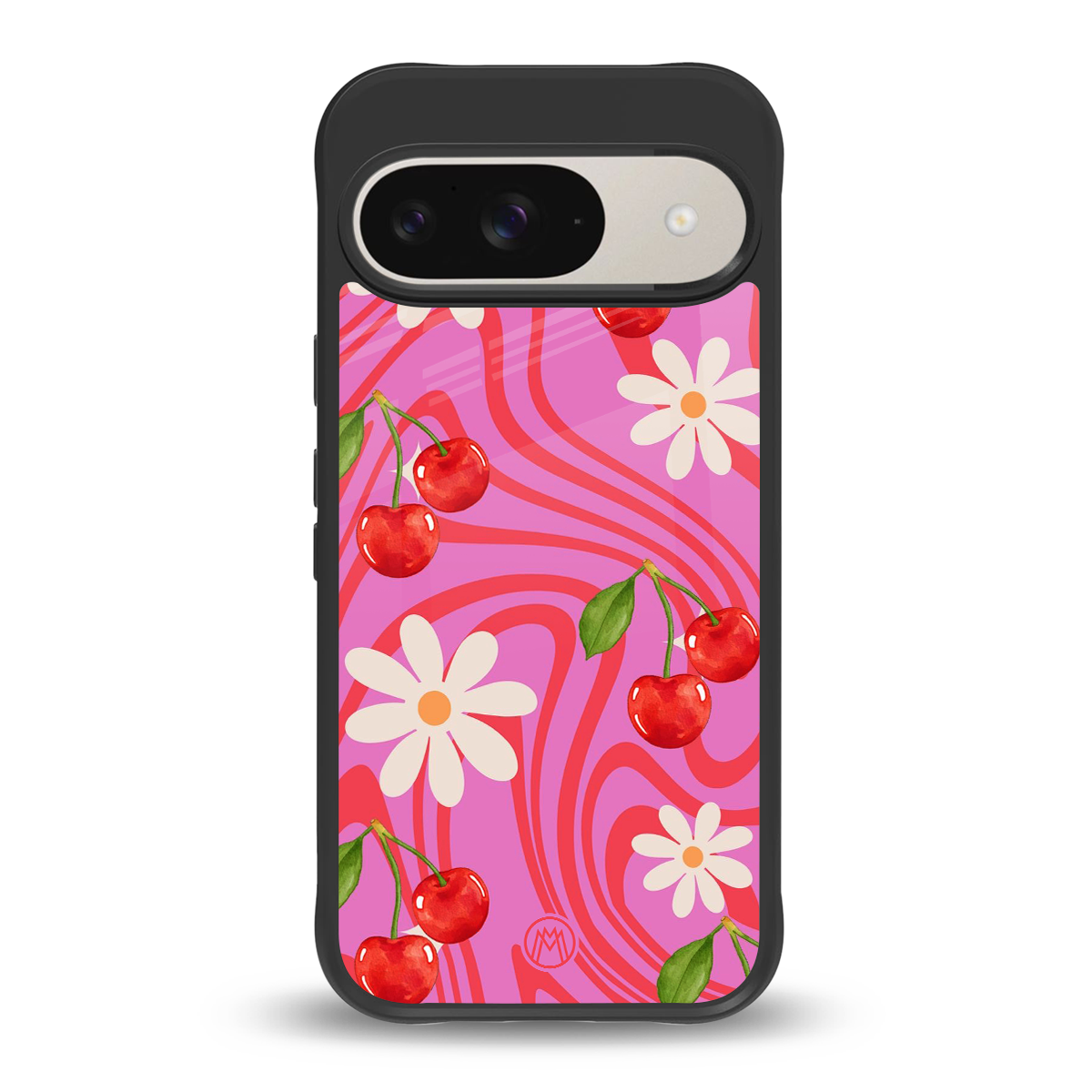 cherry swirl back phone cover | glass case for google pixel 9