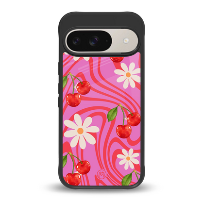 cherry swirl back phone cover | glass case for google pixel 9