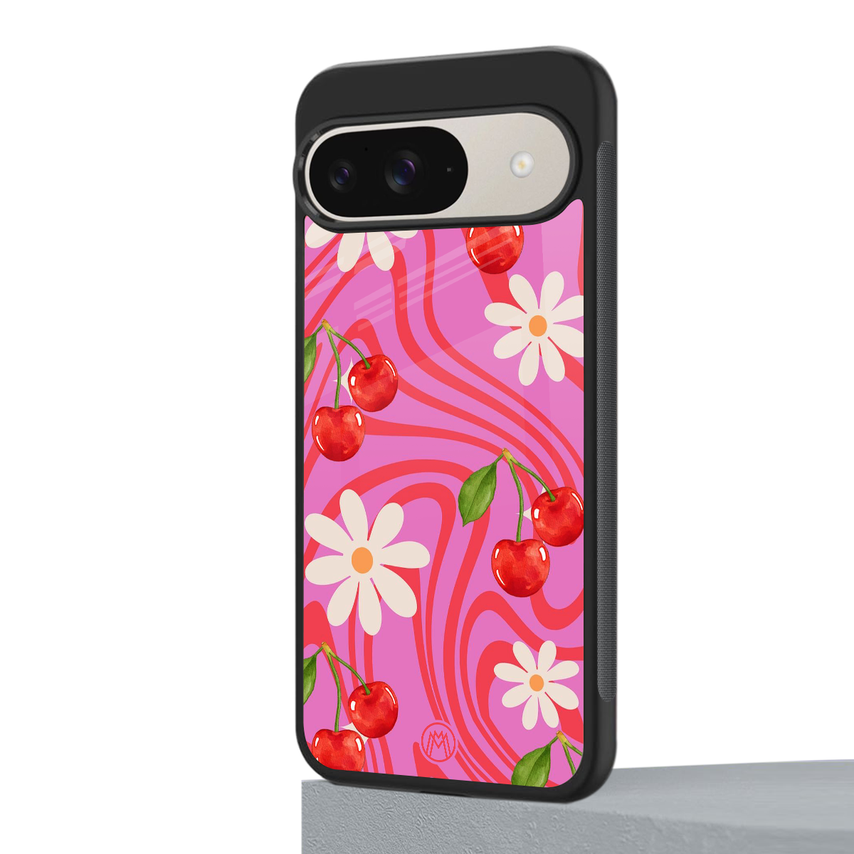 cherry swirl back phone cover | glass case for google pixel 9