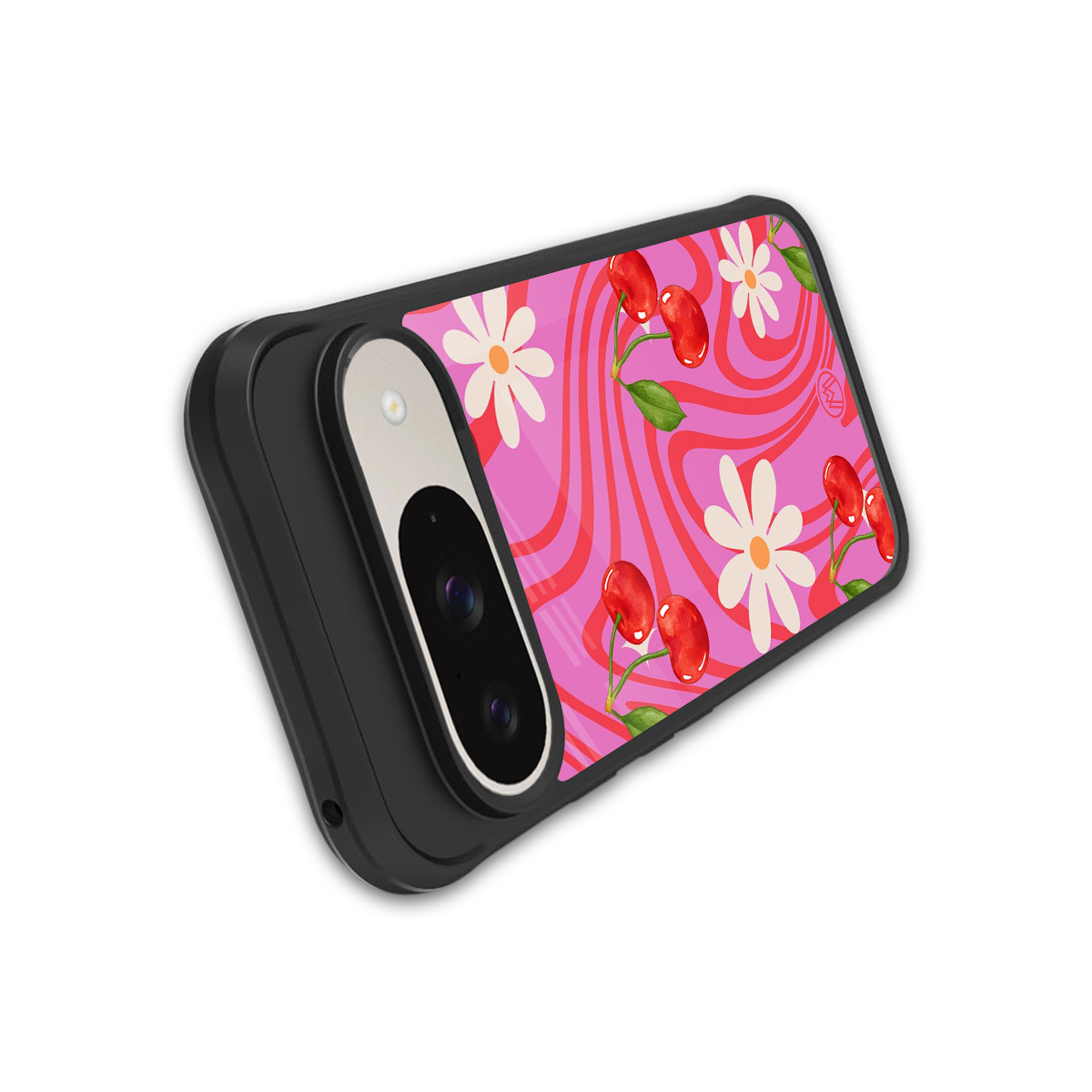 cherry swirl back phone cover | glass case for google pixel 9