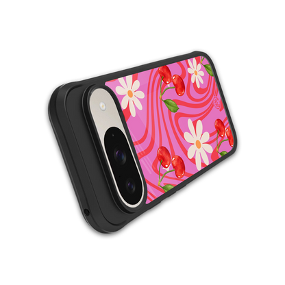 cherry swirl back phone cover | glass case for google pixel 9
