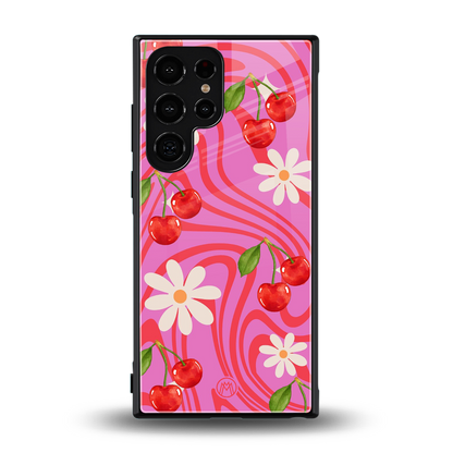 cherry swirl back phone cover | glass case for samsung galaxy s24 ultra