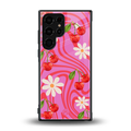 cherry swirl back phone cover | glass case for samsung galaxy s23 ultra
