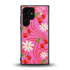 cherry swirl back phone cover | glass case for samsung galaxy s23 ultra