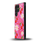 cherry swirl back phone cover | glass case for samsung galaxy s23 ultra