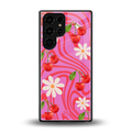 cherry swirl back phone cover | glass case for samsung galaxy s25 ultra