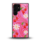 cherry swirl back phone cover | glass case for samsung galaxy s25 ultra