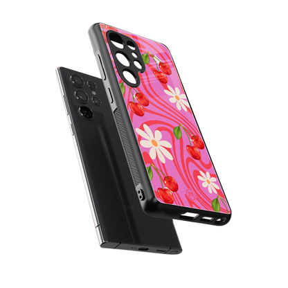cherry swirl back phone cover | glass case for samsung galaxy s25 ultra