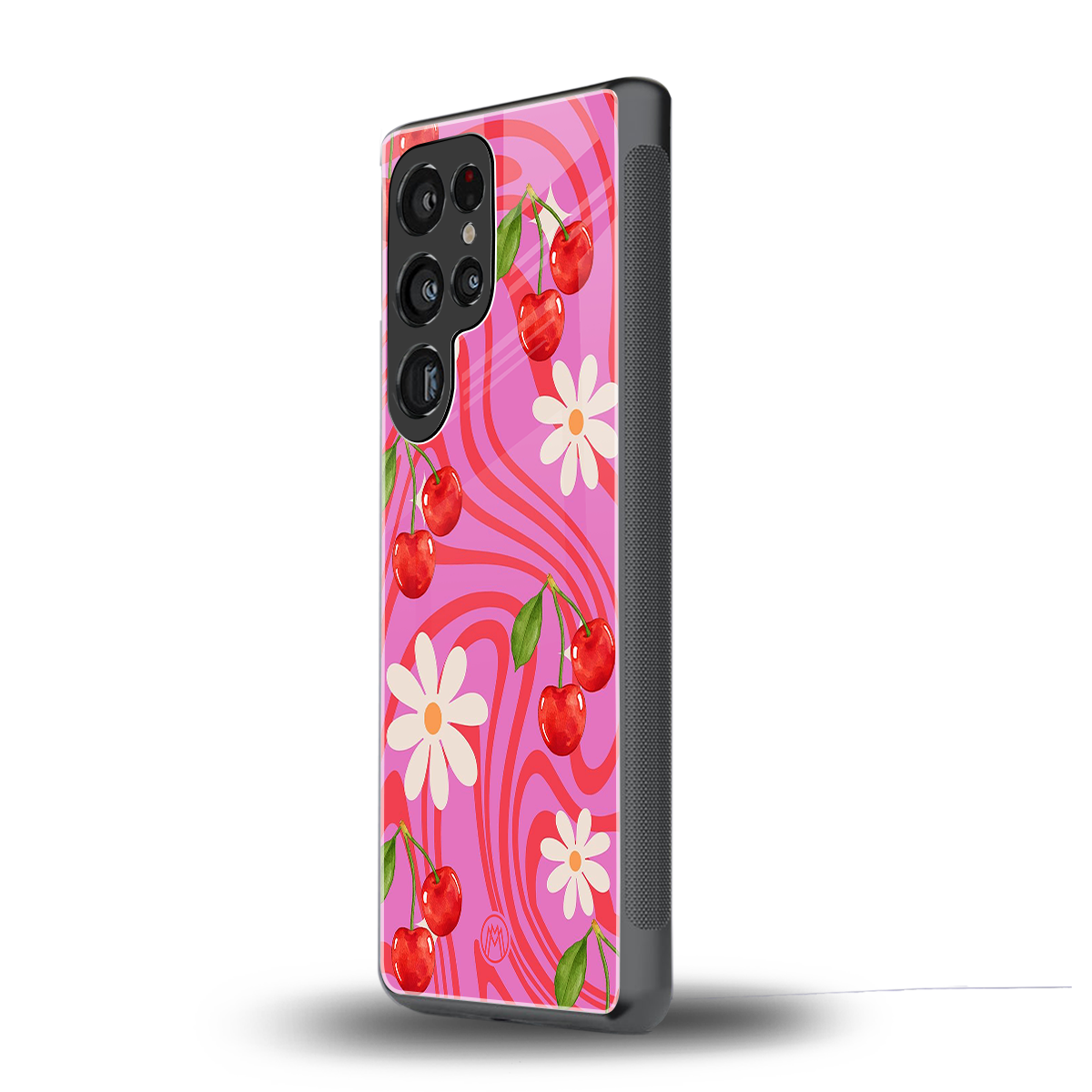 cherry swirl back phone cover | glass case for samsung galaxy s25 ultra