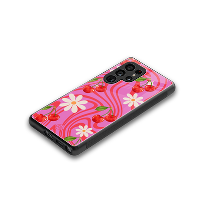 cherry swirl back phone cover | glass case for samsung galaxy s25 ultra
