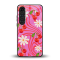 cherry swirl back phone cover | glass case for samsung galaxy s24 plus