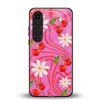 cherry swirl back phone cover | glass case for samsung galaxy s24 fe