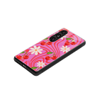 cherry swirl back phone cover | glass case for samsung galaxy s23