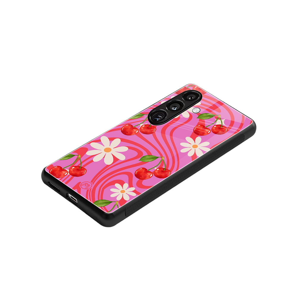 cherry swirl back phone cover | glass case for samsung galaxy s25