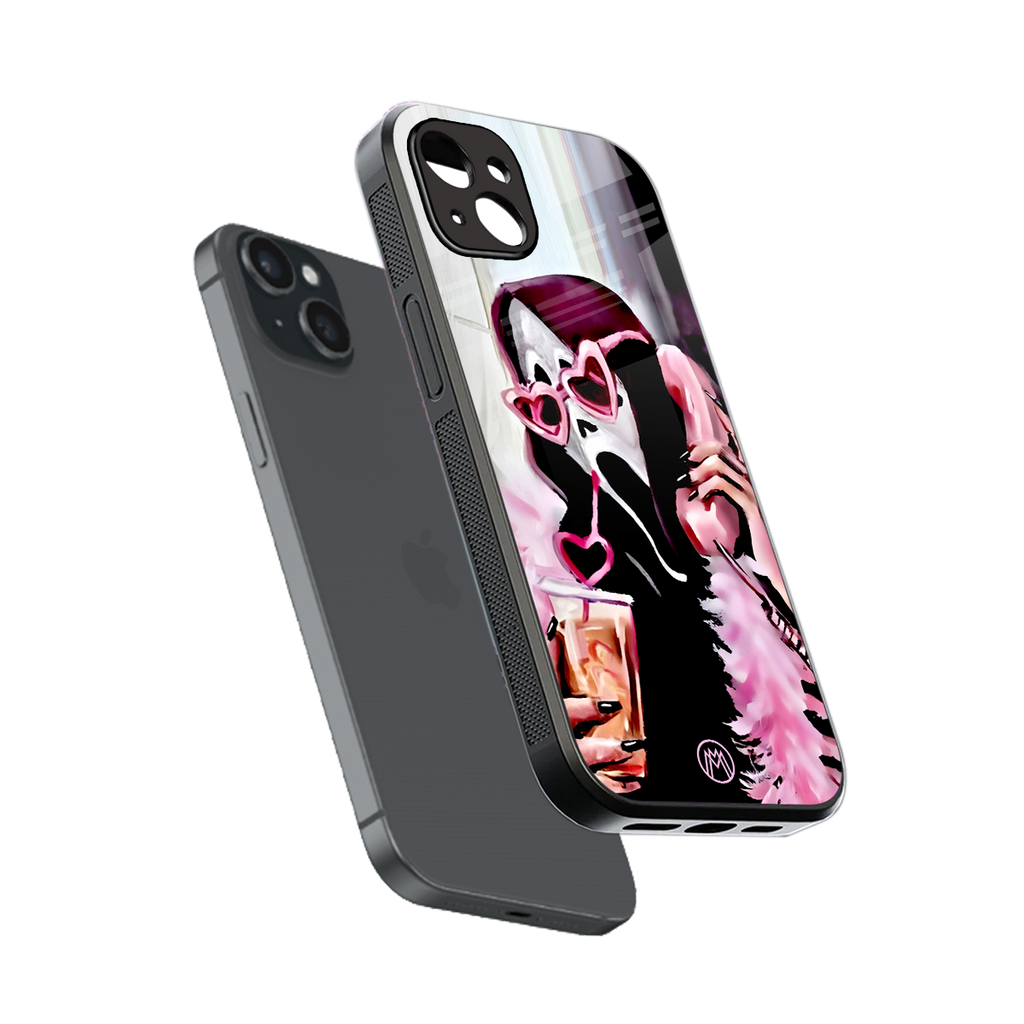 chill thrill back phone cover | glass case for iphone 15 plus