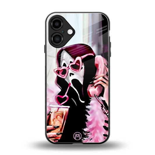 chill thrill back phone cover | glass case for iphone 16 plus