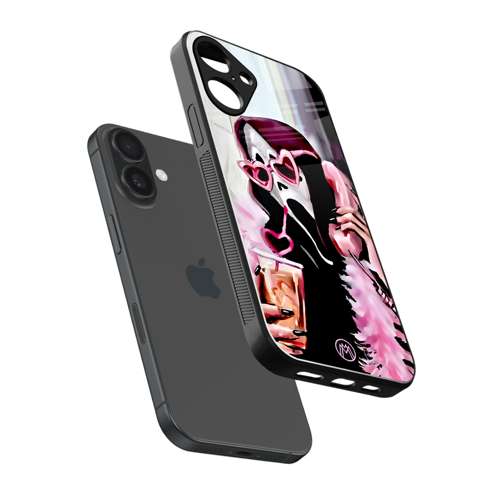 chill thrill back phone cover | glass case for iphone 16 plus