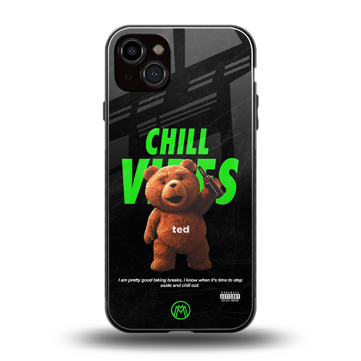 chill vibes back phone cover | glass case for iphone 15 plus