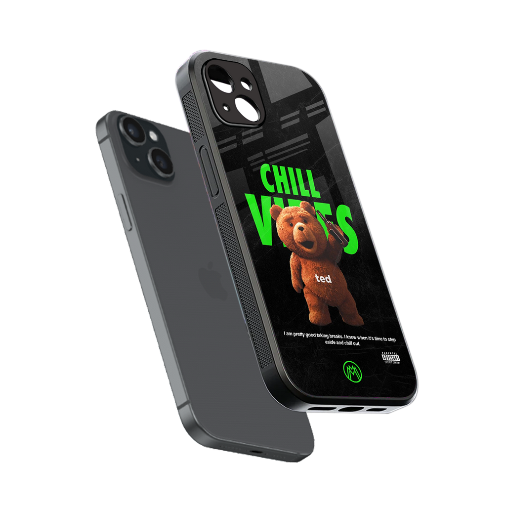chill vibes back phone cover | glass case for iphone 15 plus