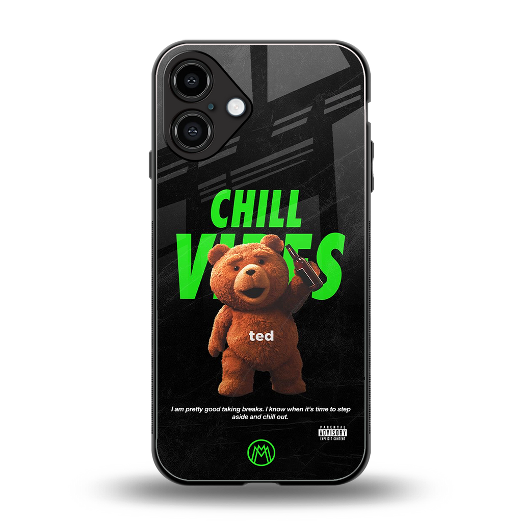 chill vibes back phone cover | glass case for iphone 16 plus