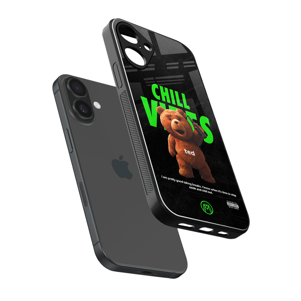 chill vibes back phone cover | glass case for iphone 16 plus