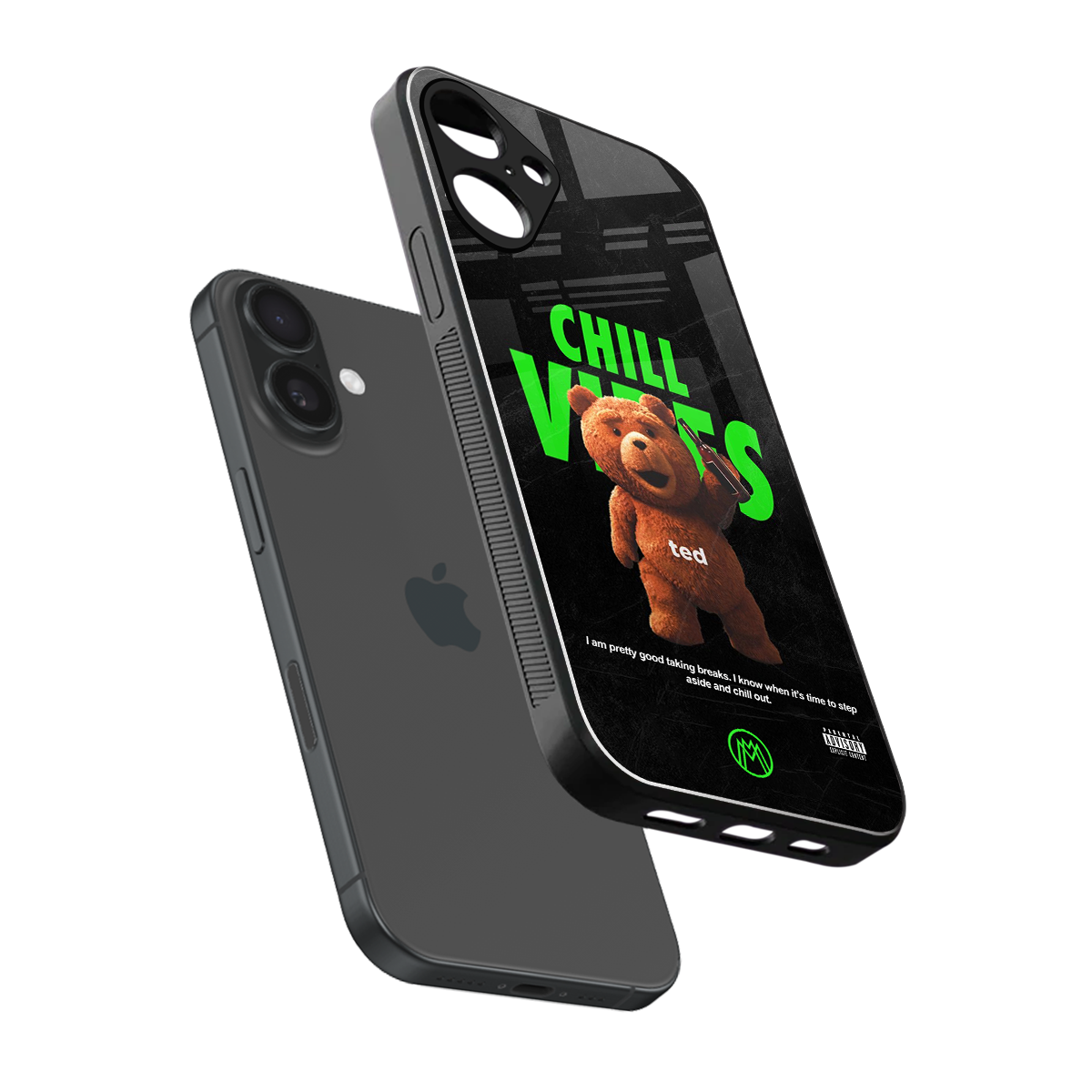 chill vibes back phone cover | glass case for iphone 16 plus