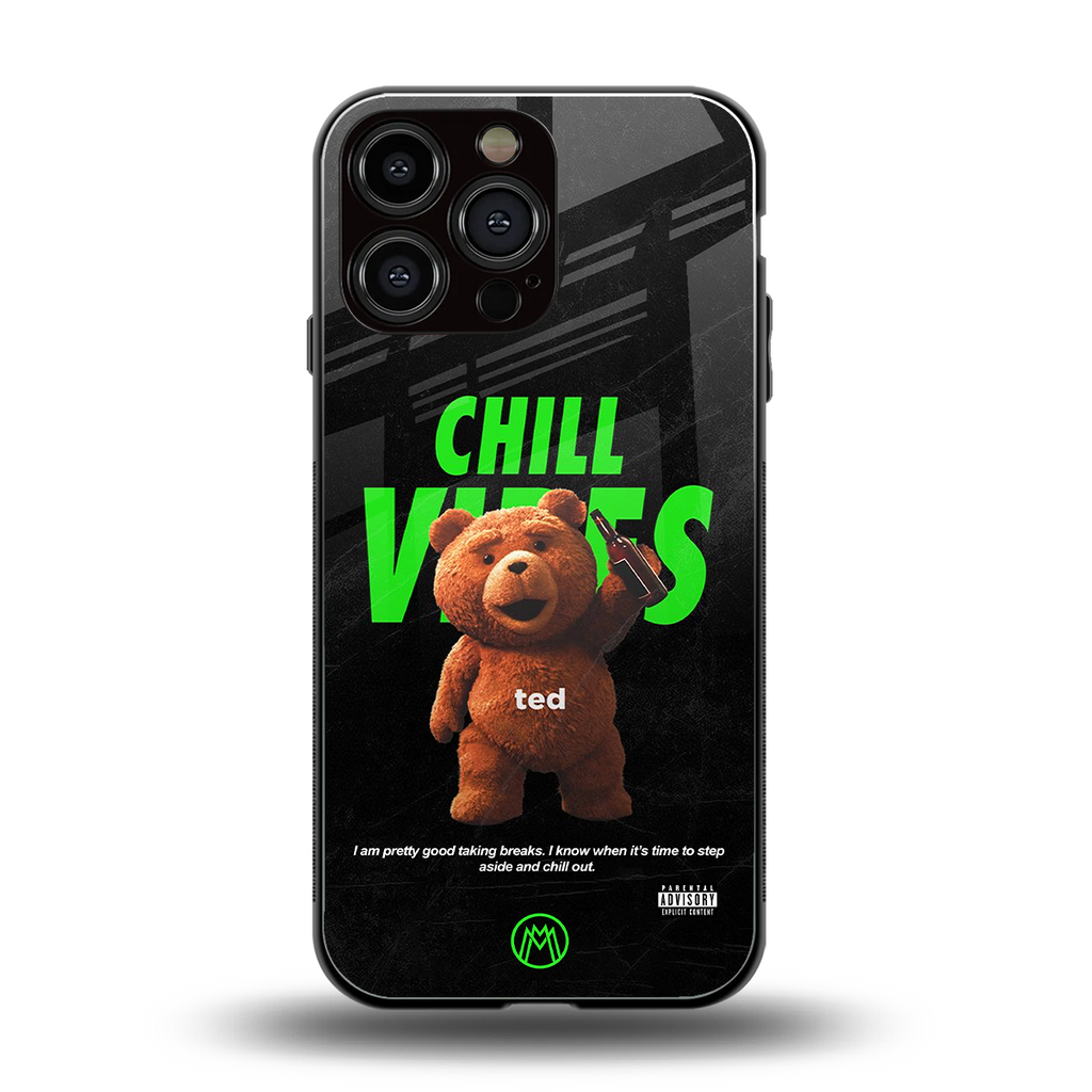 chill vibes back phone cover | glass case for iphone 16 pro max