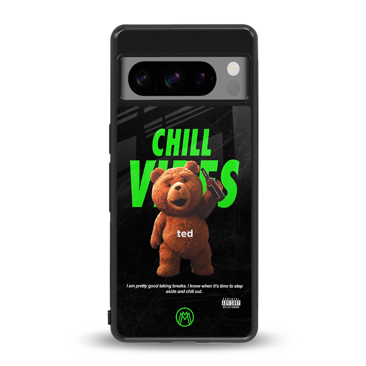 chill vibes back phone cover | glass case for google pixel 8 pro