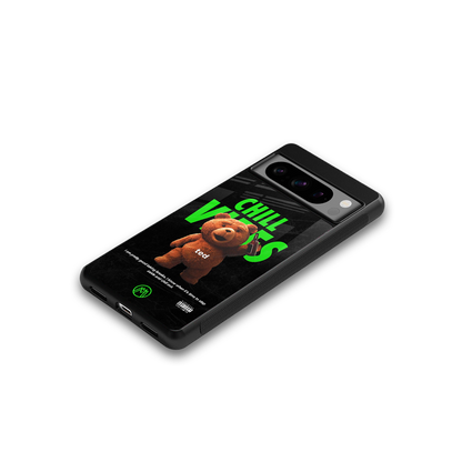 chill vibes back phone cover | glass case for google pixel 8 pro