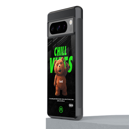 chill vibes back phone cover | glass case for google pixel 8 pro