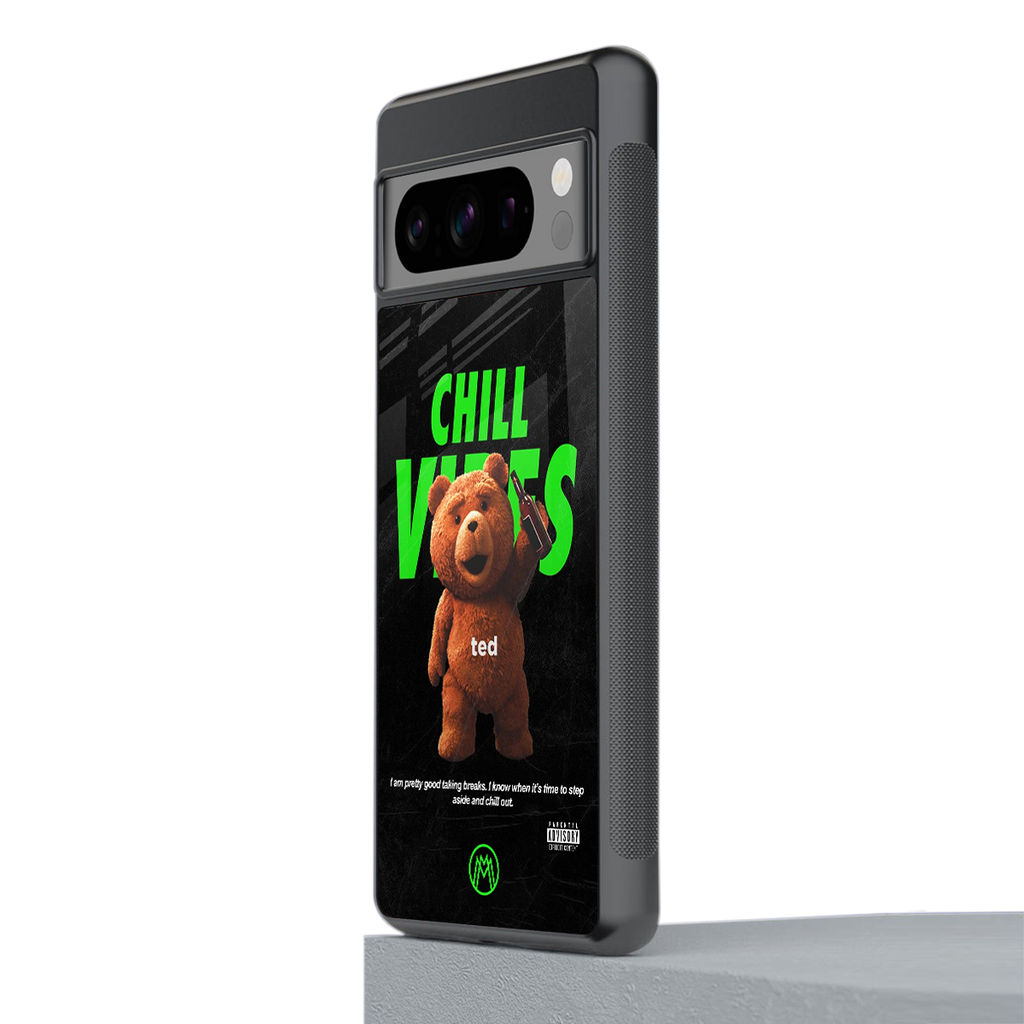 chill vibes back phone cover | glass case for google pixel 8 pro
