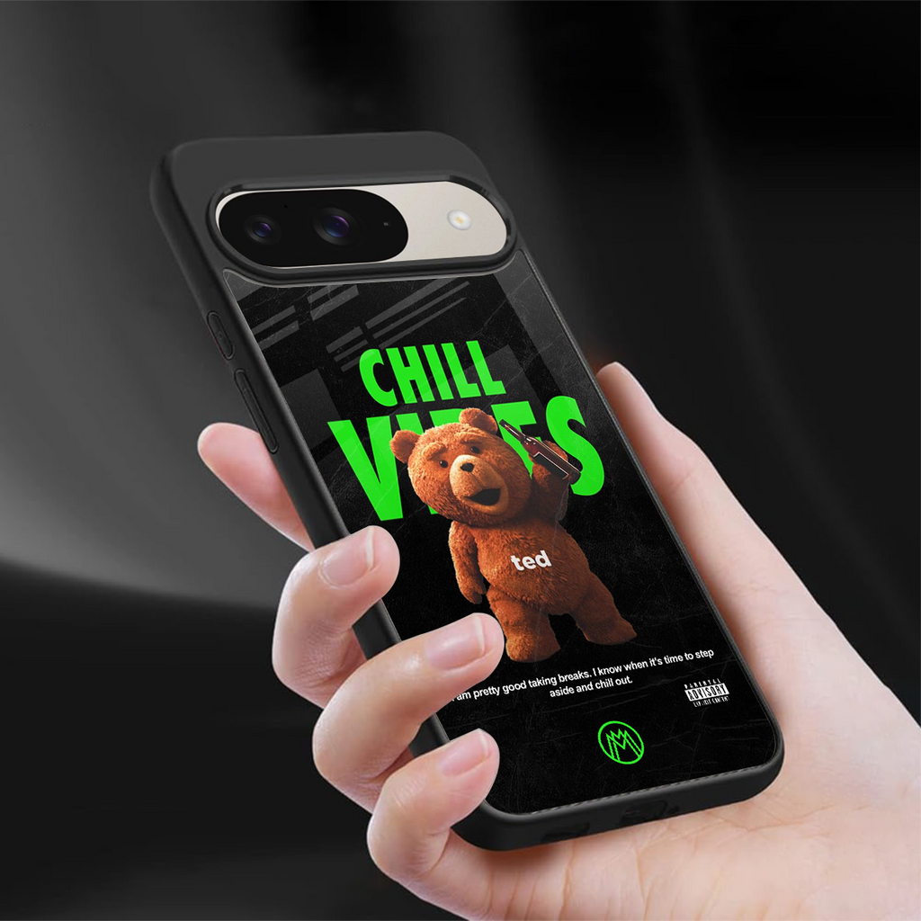 chill vibes back phone cover | glass case for google pixel 9