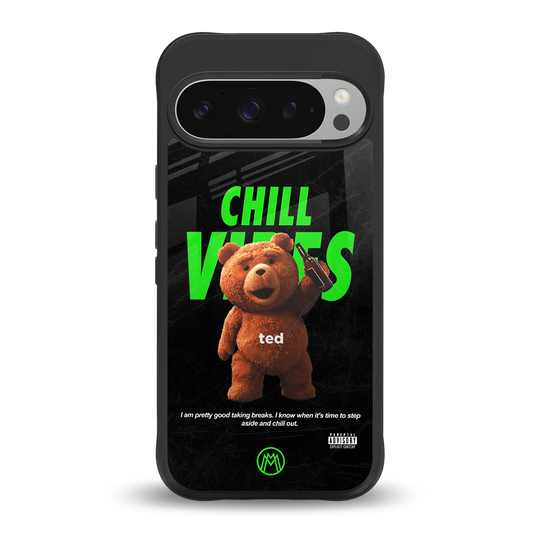 chill vibes back phone cover | glass case for google pixel 9 pro xl