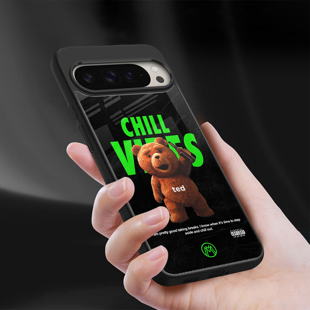 chill vibes back phone cover | glass case for google pixel 9 pro xl