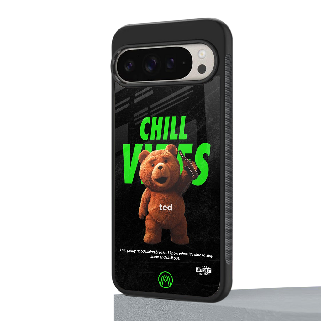 chill vibes back phone cover | glass case for google pixel 9 pro