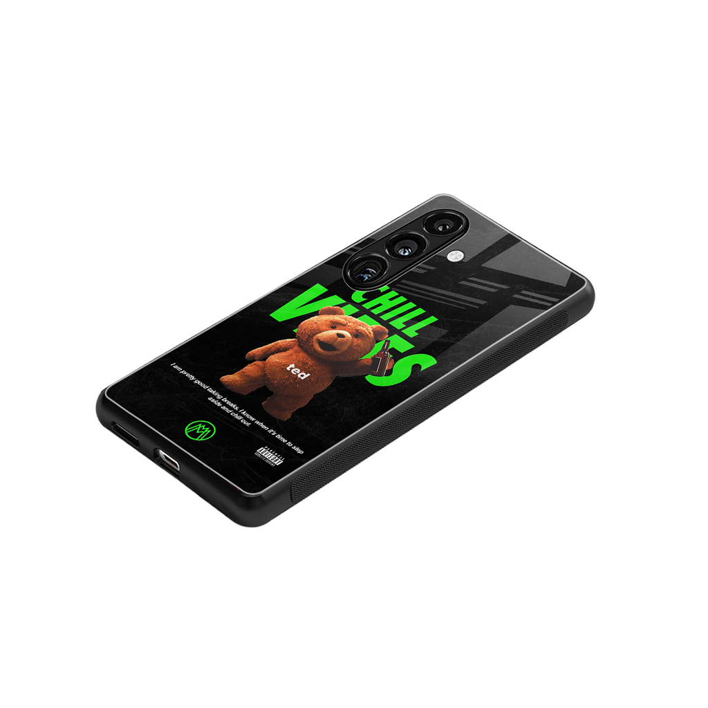 chill vibes back phone cover | glass case for samsung galaxy s24 fe