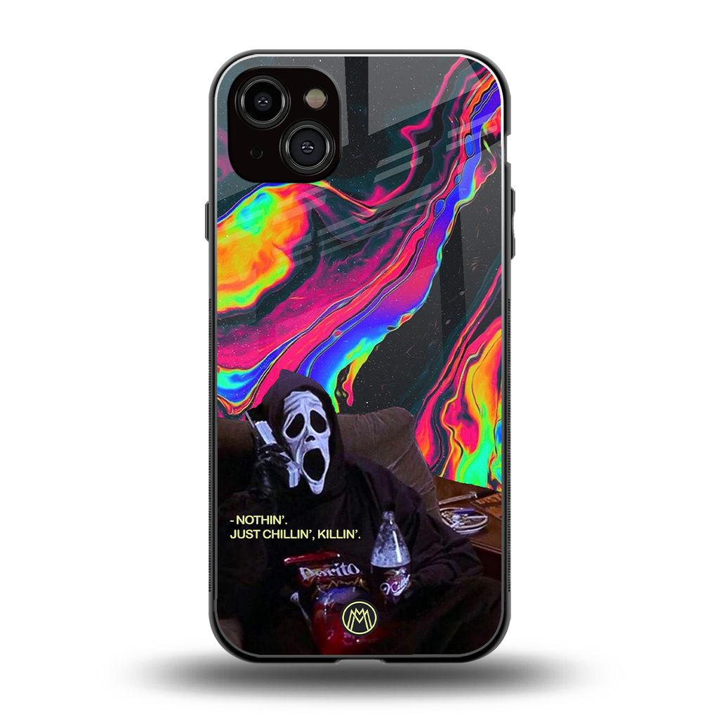 chillin killin back phone cover | glass case for iphone 14 plus