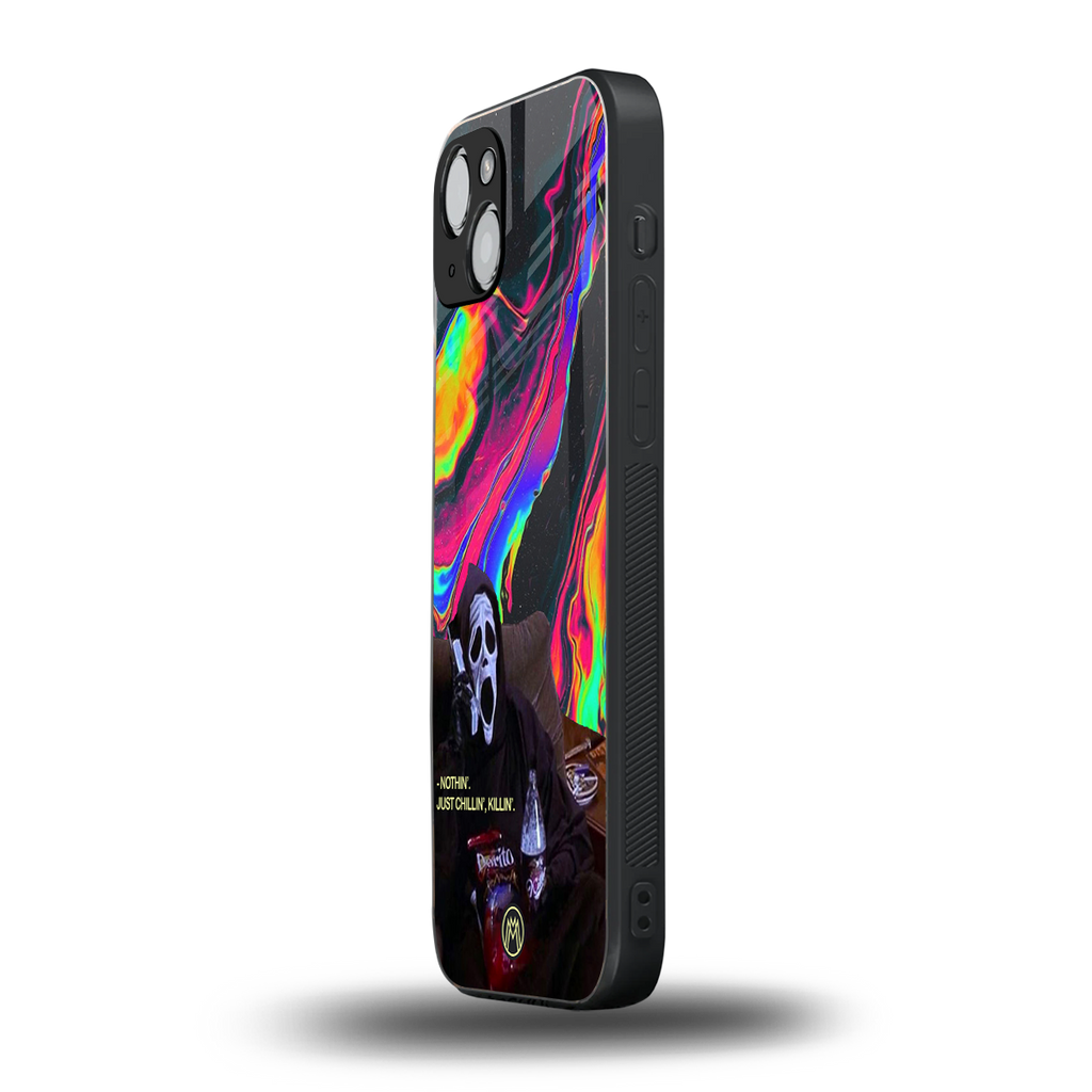 chillin killin back phone cover | glass case for iphone 15 plus