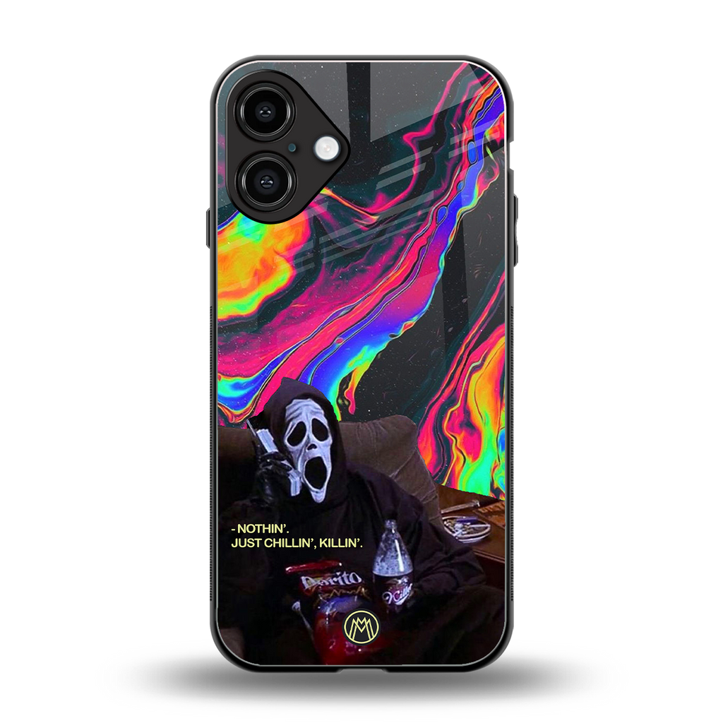 chillin killin back phone cover | glass case for iphone 16 plus