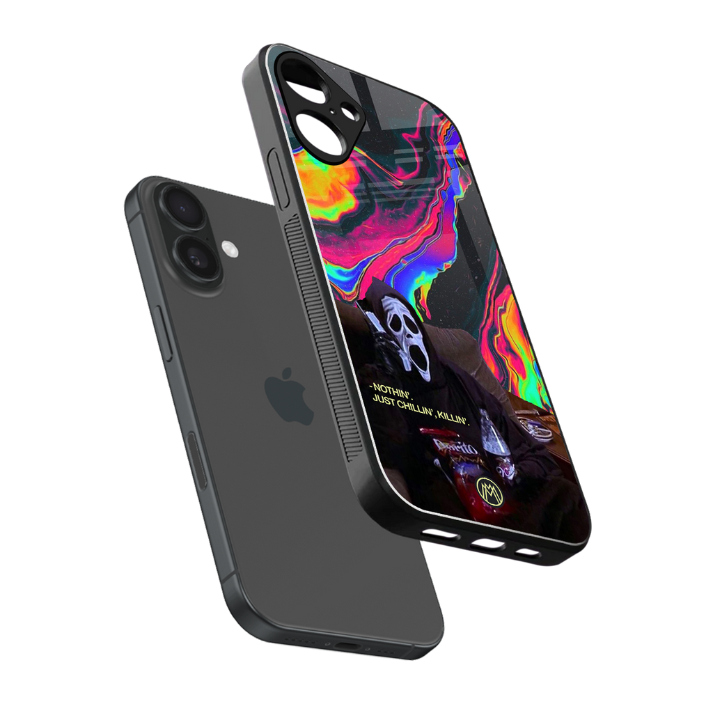 chillin killin back phone cover | glass case for iphone 16 plus