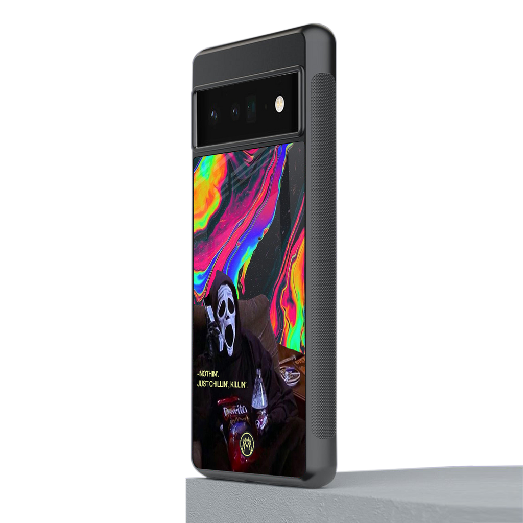 chillin killin back phone cover | glass case for google pixel 6 pro