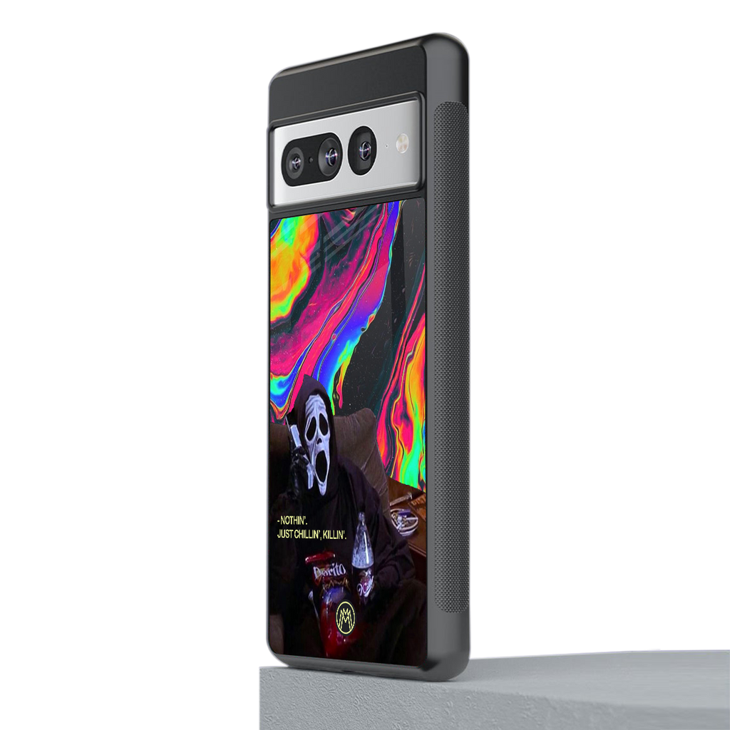 chillin killin back phone cover | glass case for google pixel 7 pro