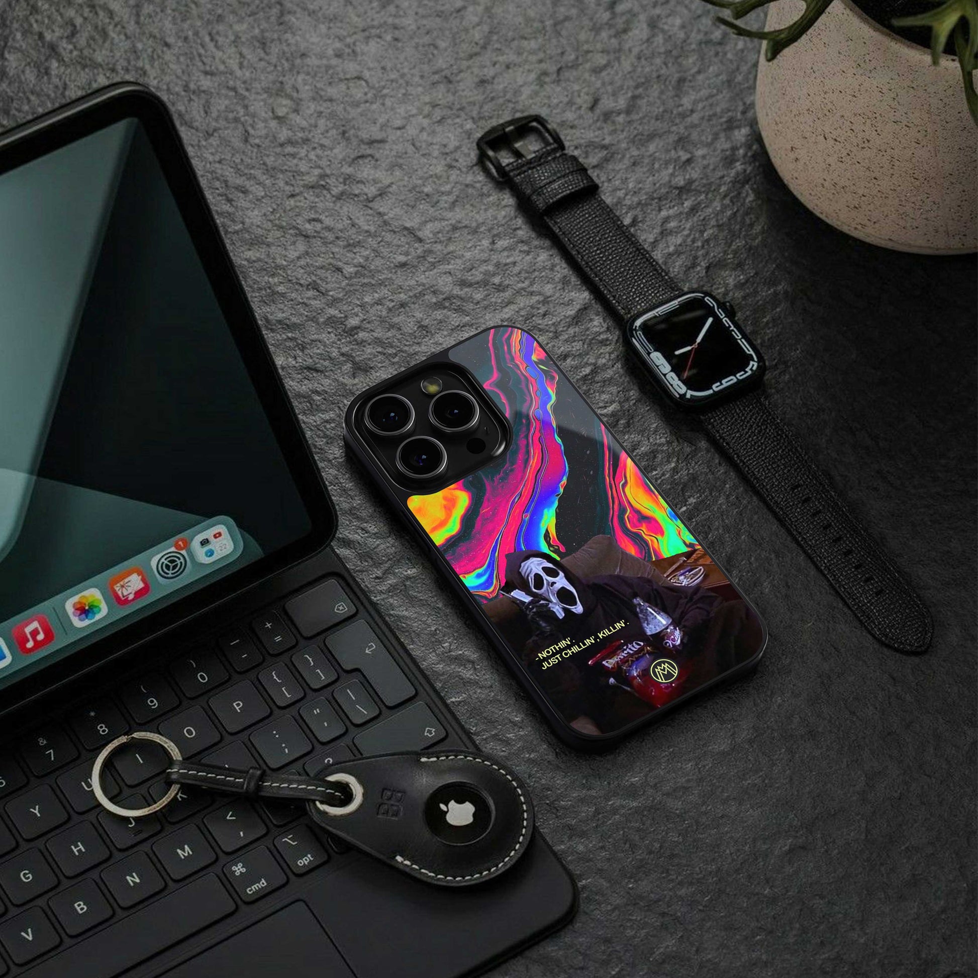 chillin killin back phone cover | glass case for iphone 13 pro max